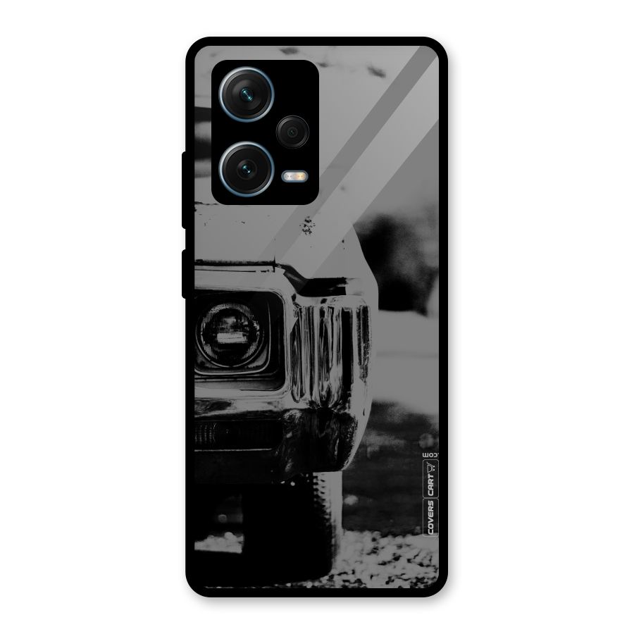 Vintage Car Black and White Glass Back Case for Redmi Note 12 Pro Plus 5G