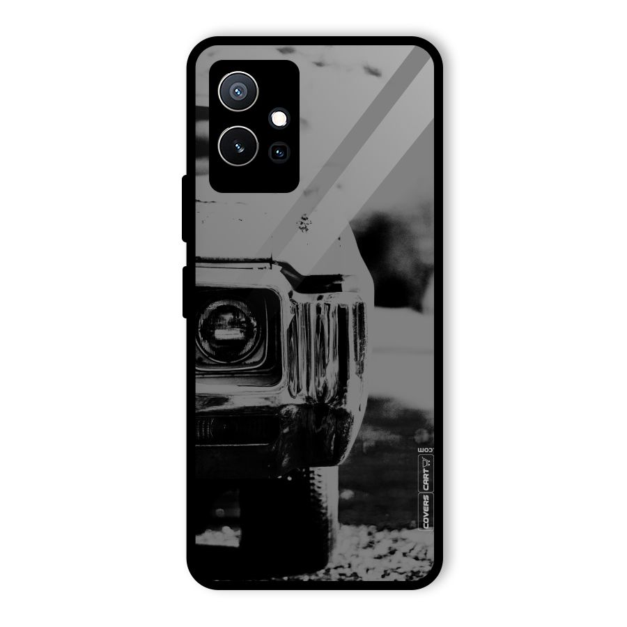Vintage Car Black and White Glass Back Case for Vivo T1 5G