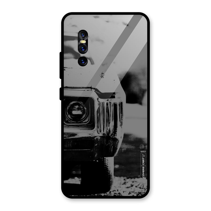 Vintage Car Black and White Glass Back Case for Vivo V15 Pro
