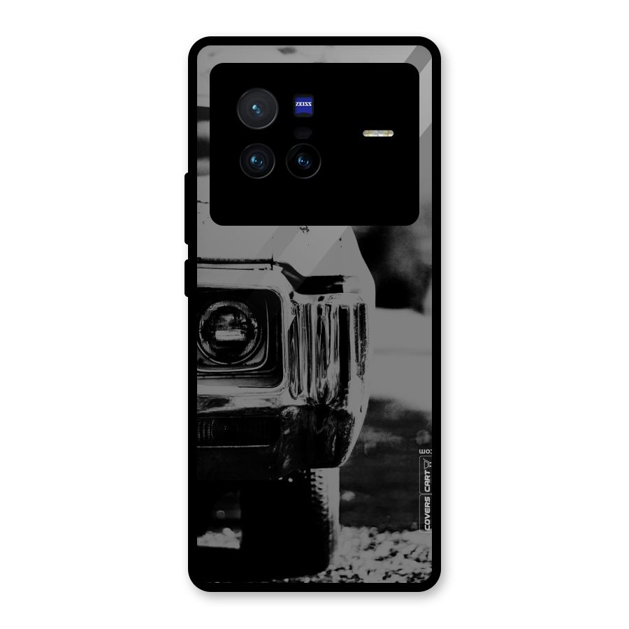 Vintage Car Black and White Glass Back Case for Vivo X80