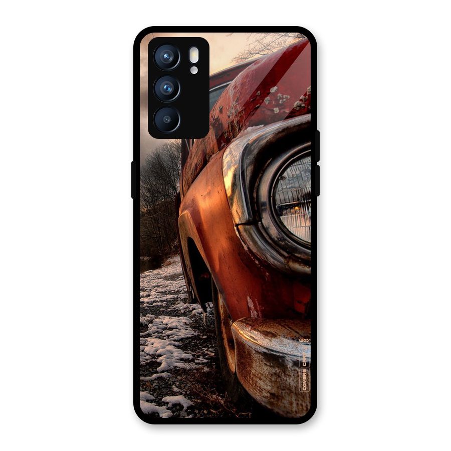 Vintage Car Headlight Glass Back Case for Oppo Reno6 5G