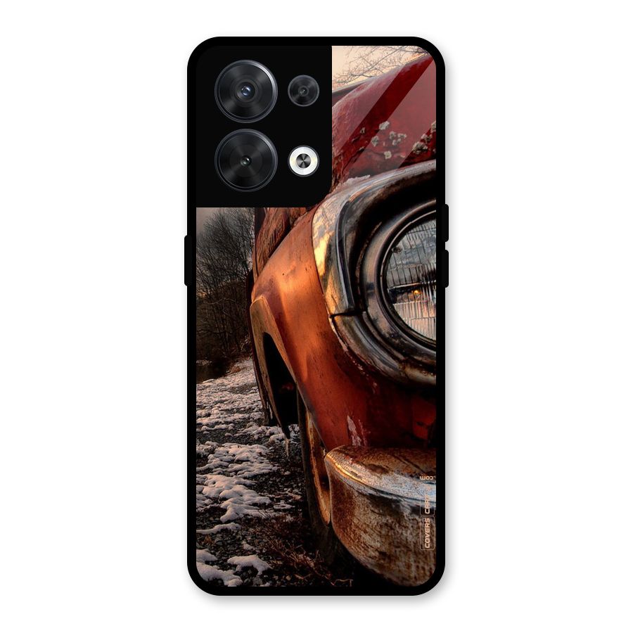 Vintage Car Headlight Glass Back Case for Oppo Reno8 5G