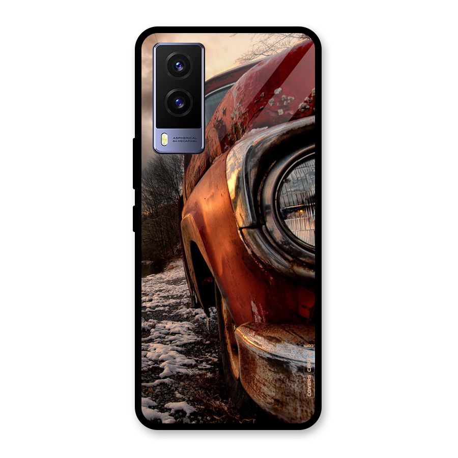Vintage Car Headlight Glass Back Case for Vivo V21e 5G