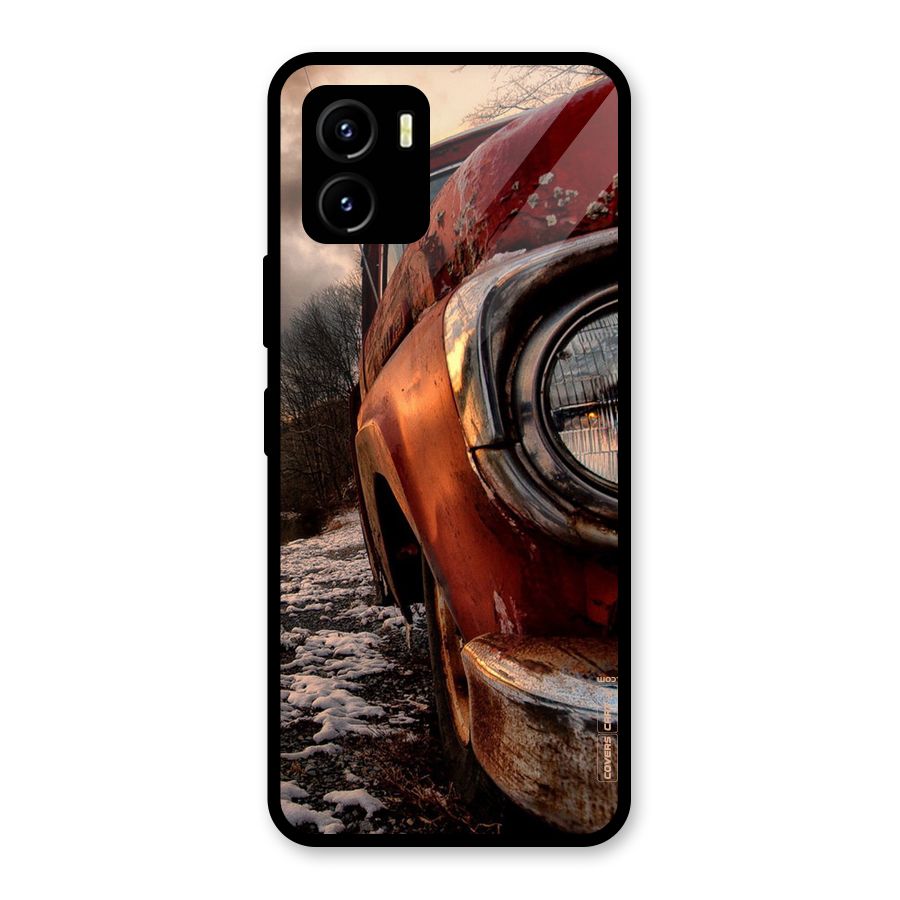 Vintage Car Headlight Glass Back Case for Vivo Y15s