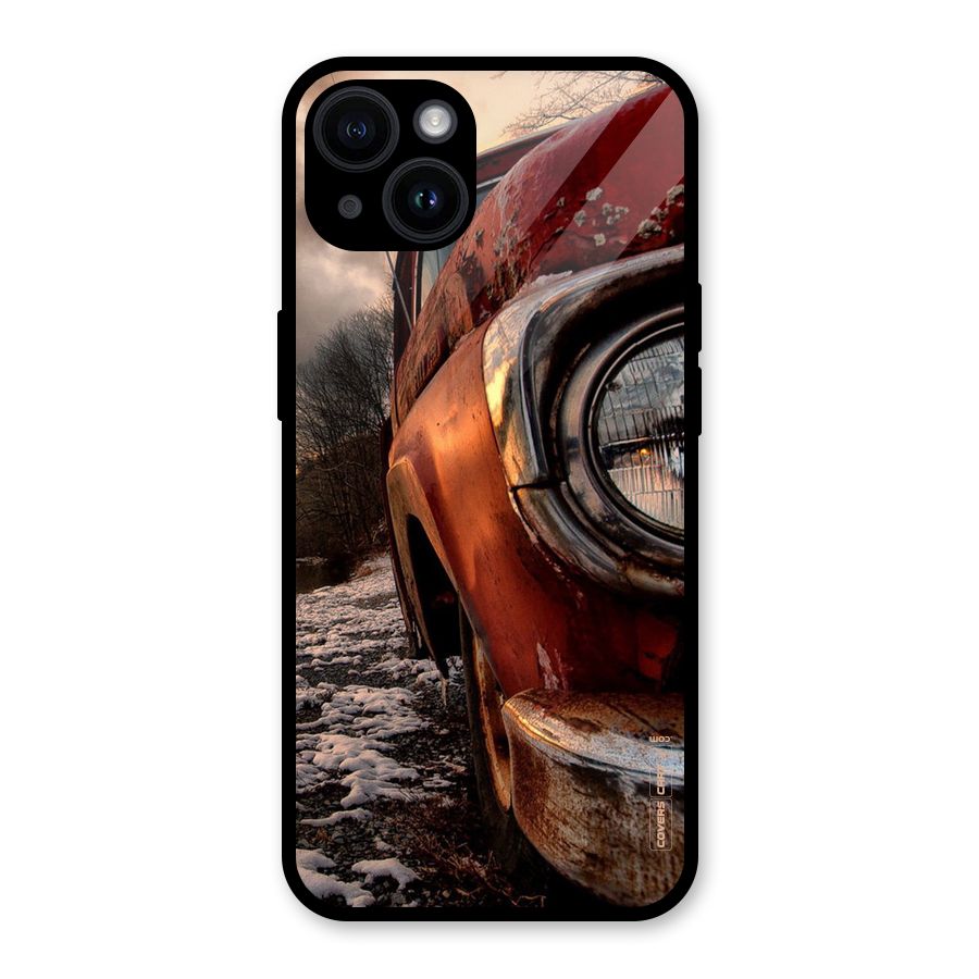 Vintage Car Headlight Glass Back Case for iPhone 14