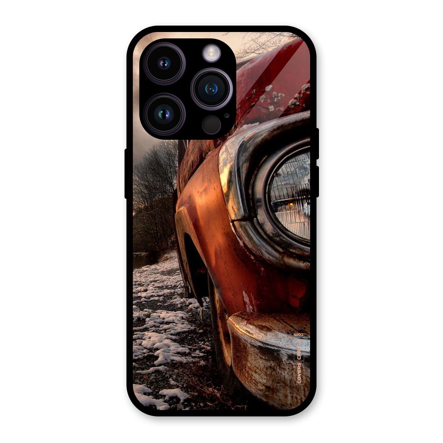 Vintage Car Headlight Glass Back Case for iPhone 14 Pro