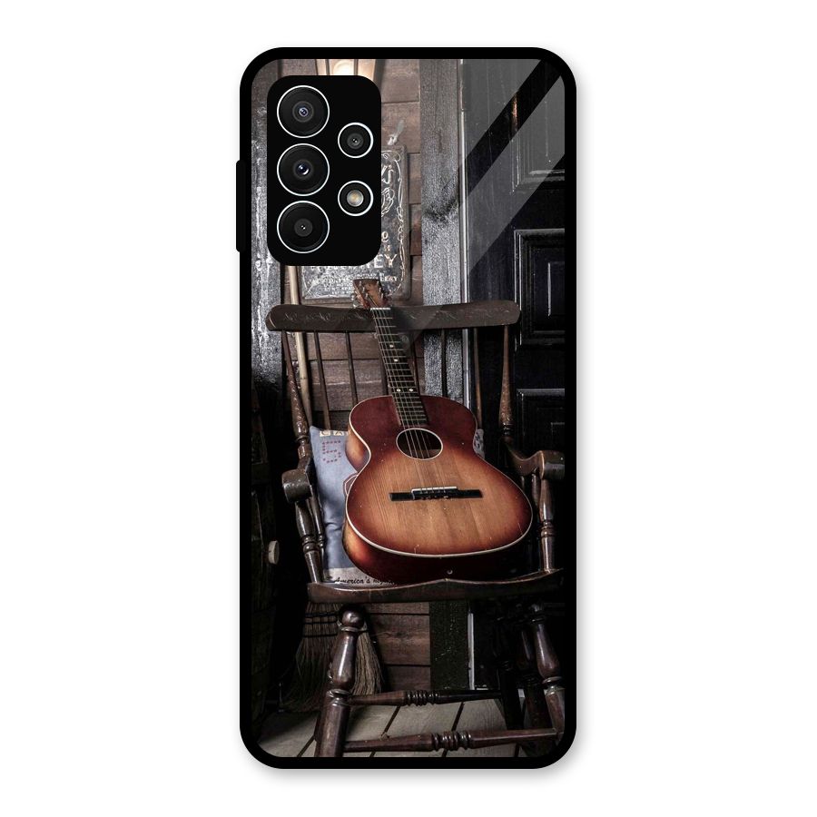 Vintage Chair Guitar Glass Back Case for Galaxy A23