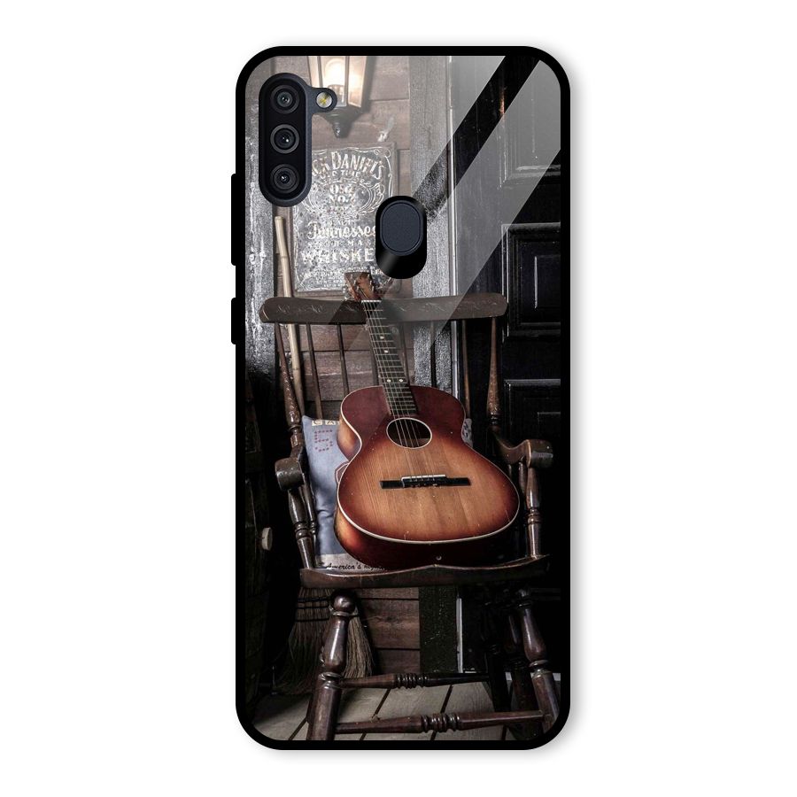 Vintage Chair Guitar Glass Back Case for Galaxy M11