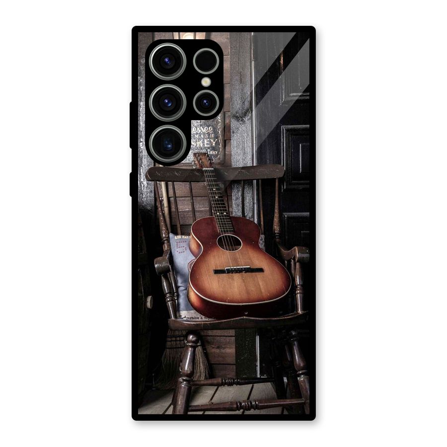 Vintage Chair Guitar Glass Back Case for Galaxy S23 Ultra