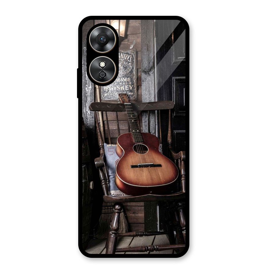 Vintage Chair Guitar Glass Back Case for Oppo A17