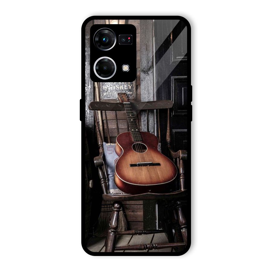 Vintage Chair Guitar Glass Back Case for Oppo F21 Pro 4G