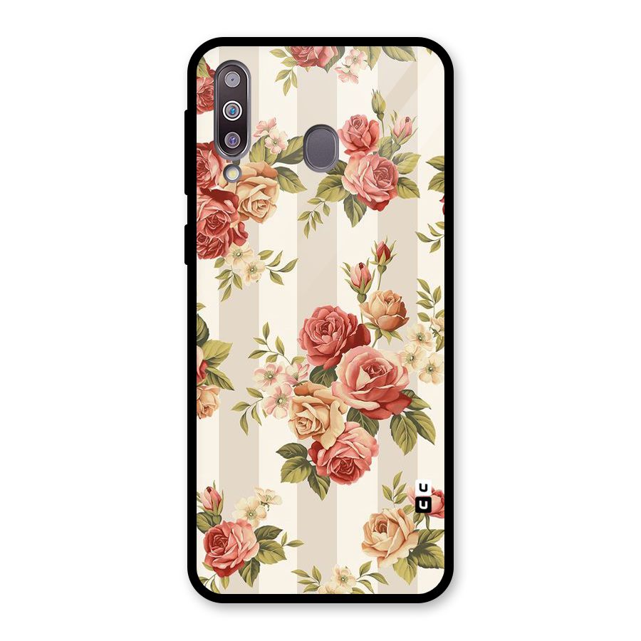 Vintage Color Flowers Glass Back Case for Galaxy M30