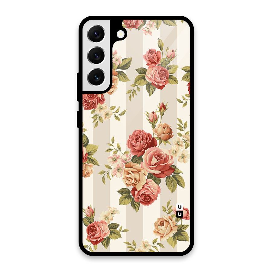 Vintage Color Flowers Glass Back Case for Galaxy S22 Plus 5G