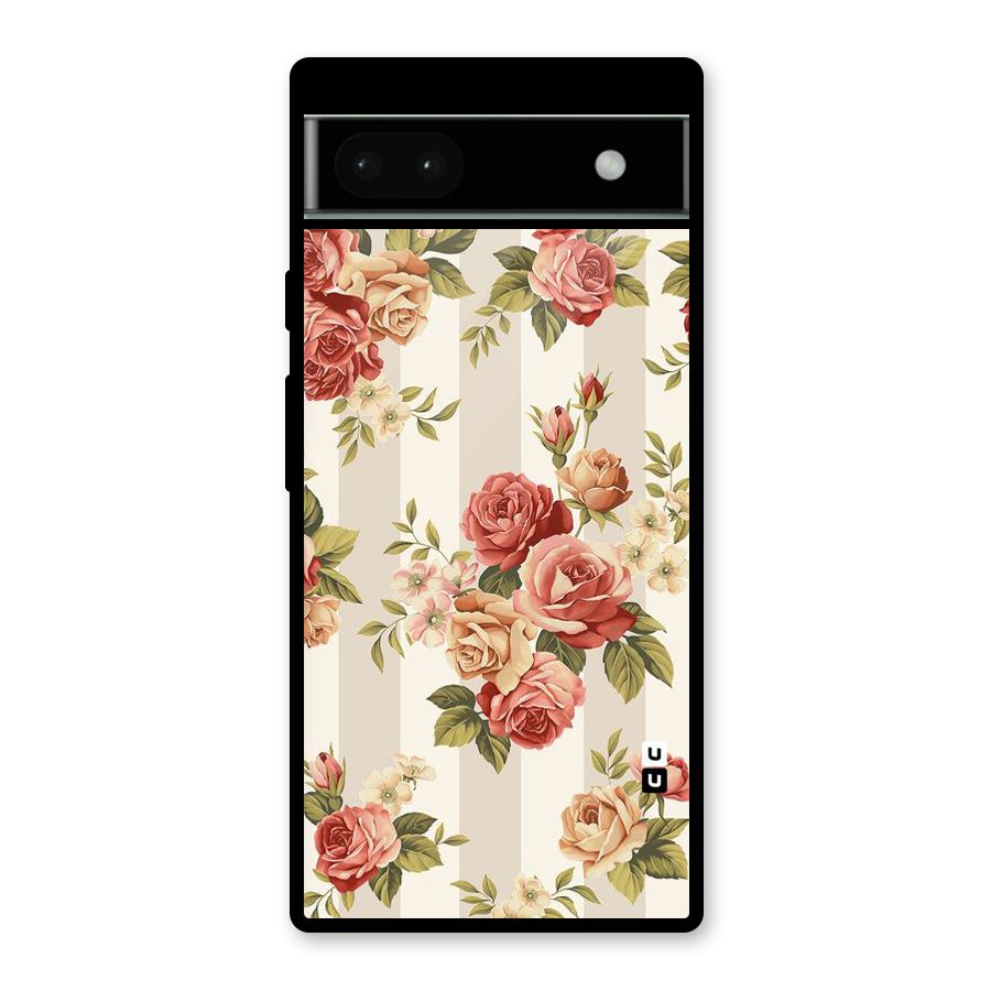 Vintage Color Flowers Glass Back Case for Google Pixel 6a