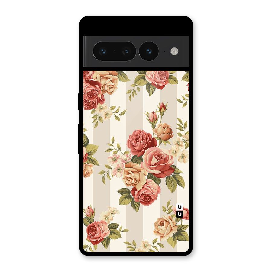 Vintage Color Flowers Glass Back Case for Google Pixel 7 Pro