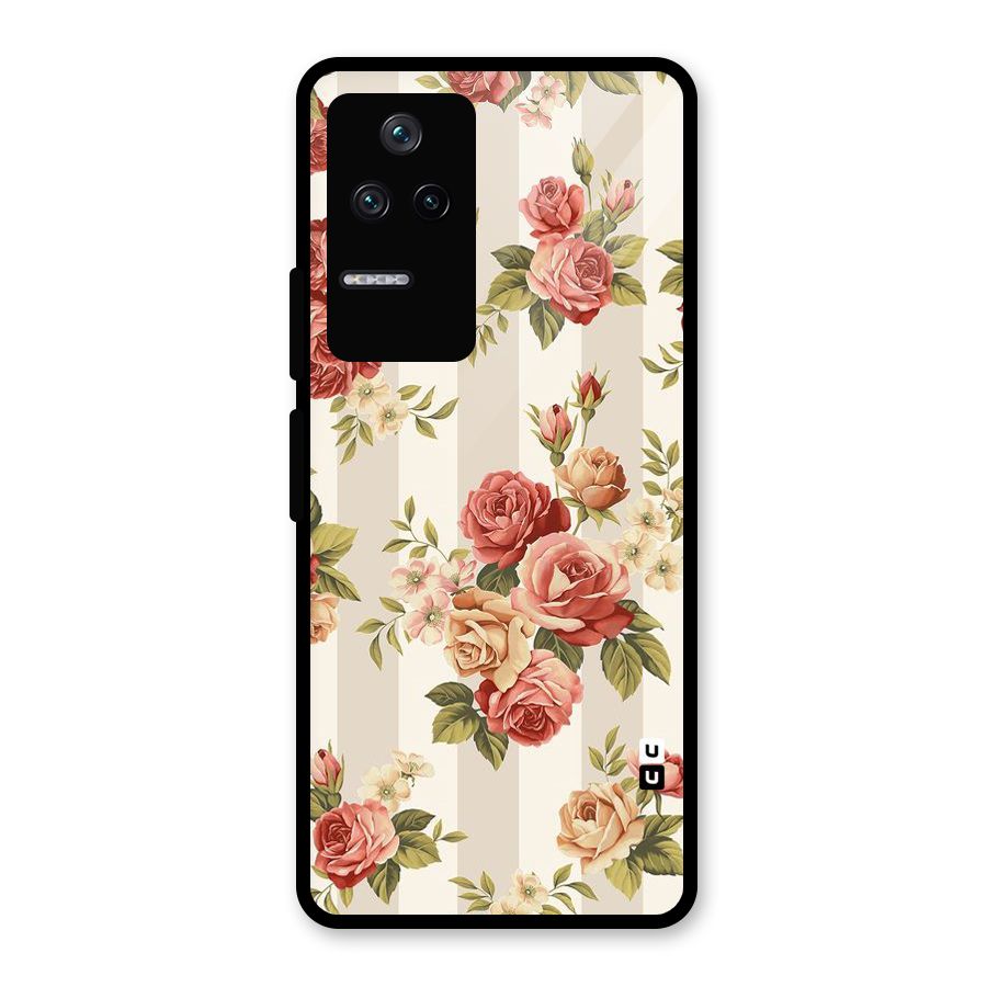 Vintage Color Flowers Glass Back Case for Poco F4 5G
