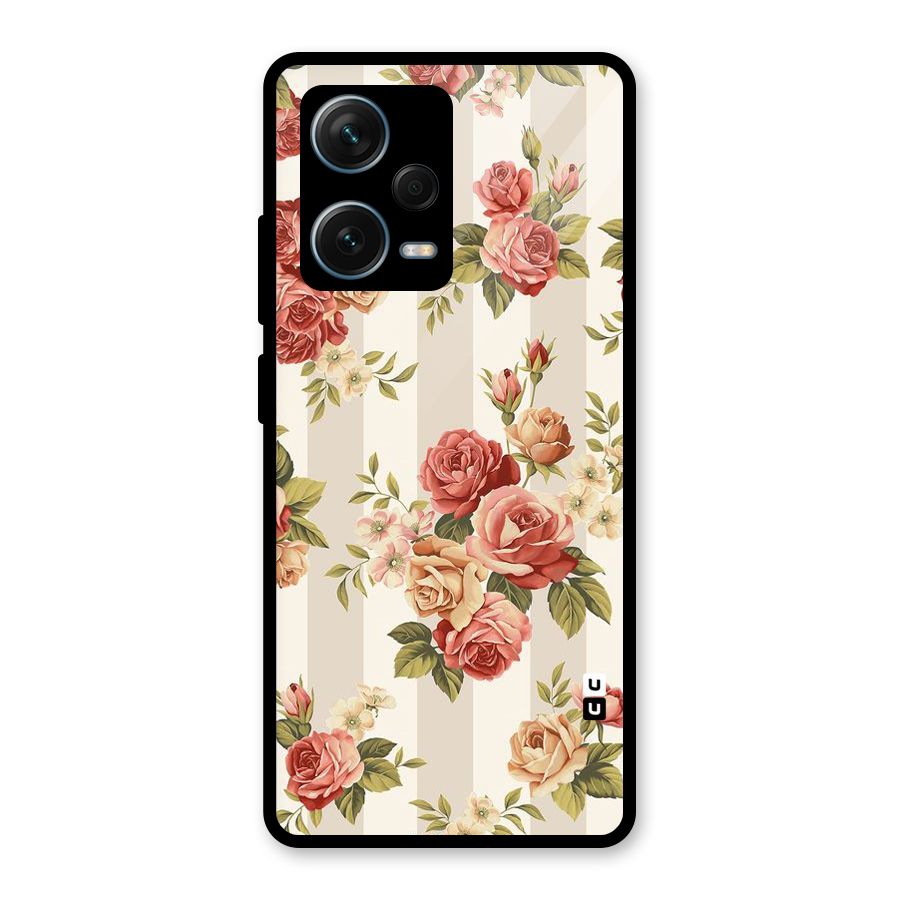 Vintage Color Flowers Glass Back Case for Redmi Note 12 Pro Plus 5G