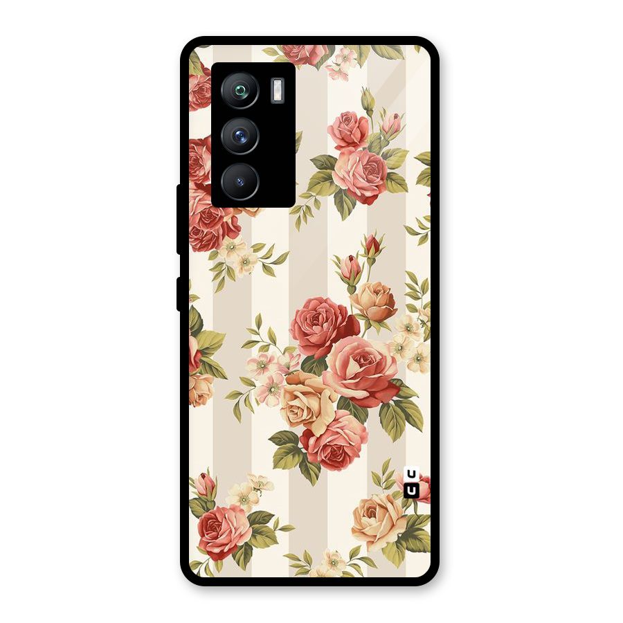 Vintage Color Flowers Glass Back Case for Vivo iQOO 9 SE