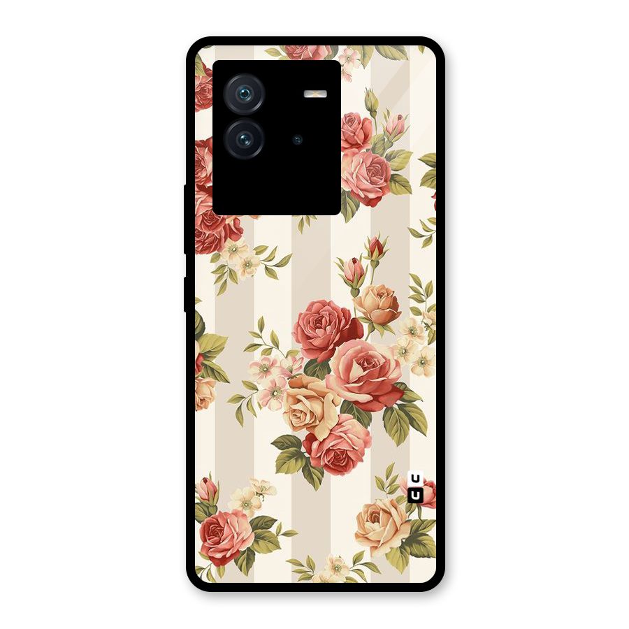 Vintage Color Flowers Glass Back Case for Vivo iQOO Neo 6 5G