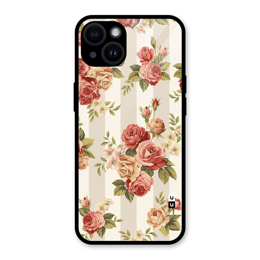 Vintage Color Flowers Glass Back Case for iPhone 14