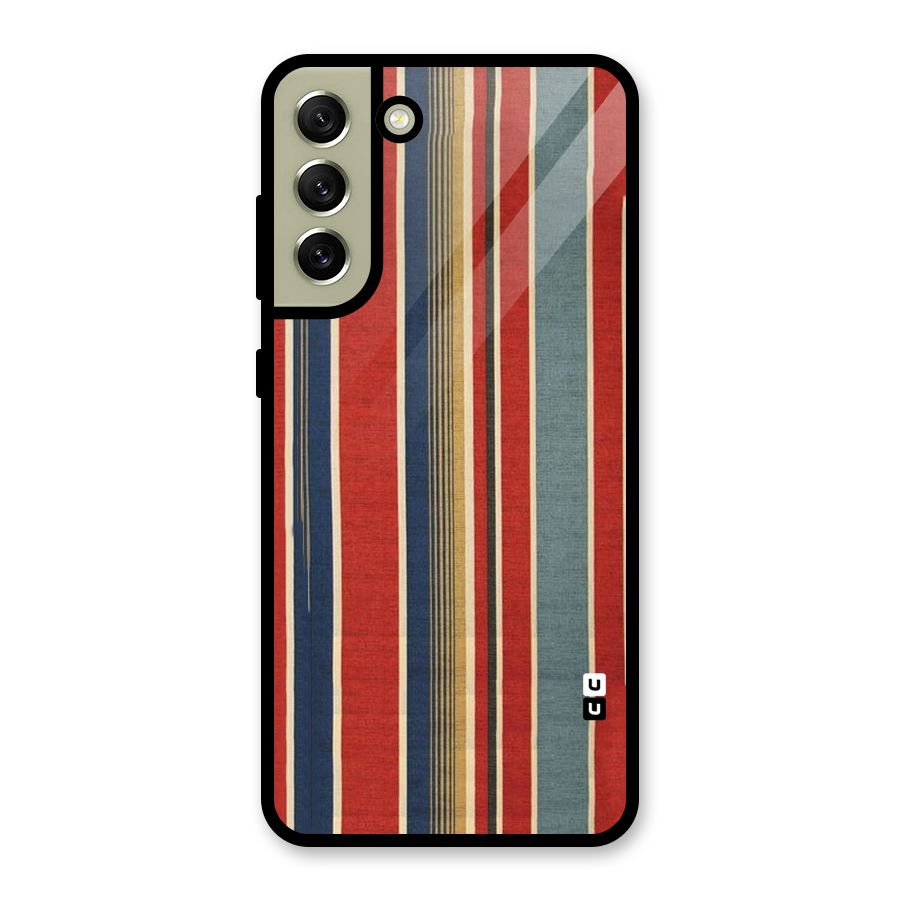 Vintage Disort Stripes Glass Back Case for Galaxy S21 FE 5G