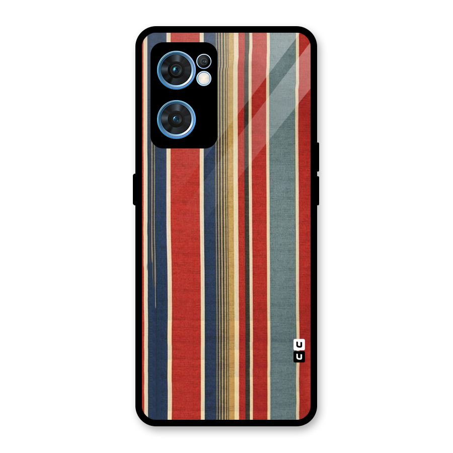 Vintage Disort Stripes Glass Back Case for Oppo Reno7 5G