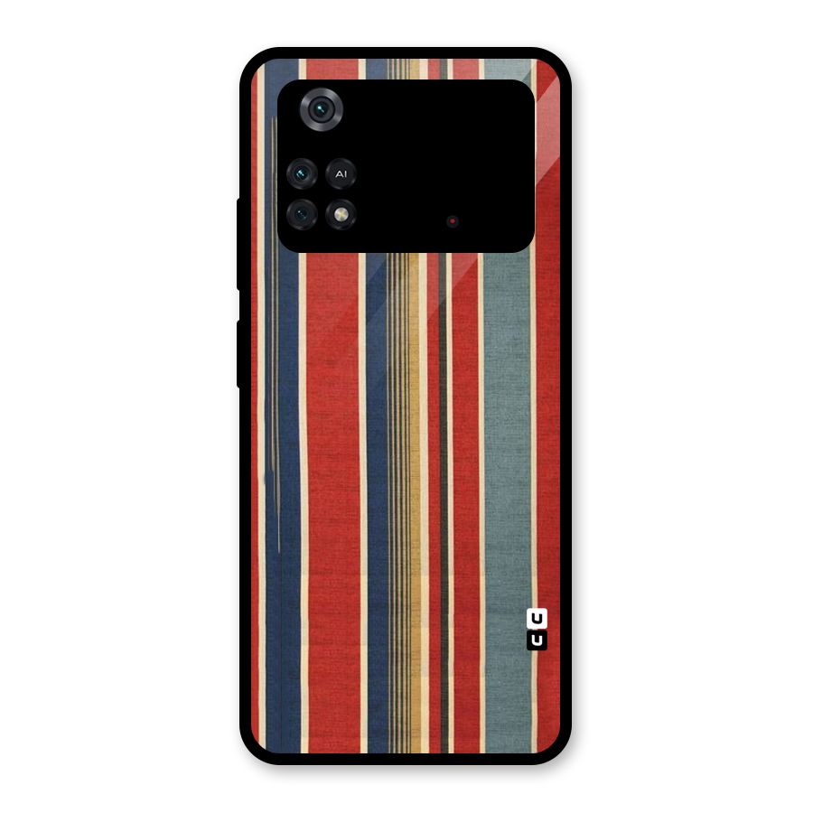 Vintage Disort Stripes Glass Back Case for Poco M4 Pro 4G