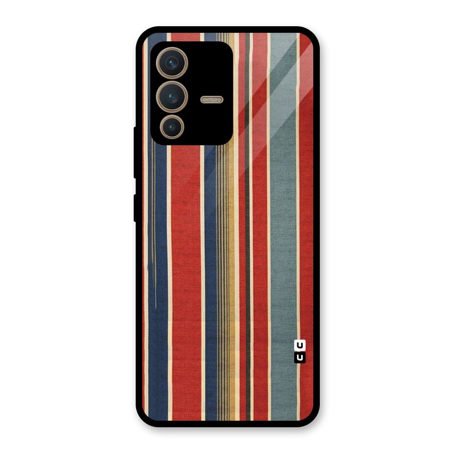 Vintage Disort Stripes Glass Back Case for Vivo V23 5G