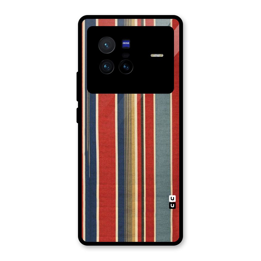 Vintage Disort Stripes Glass Back Case for Vivo X80