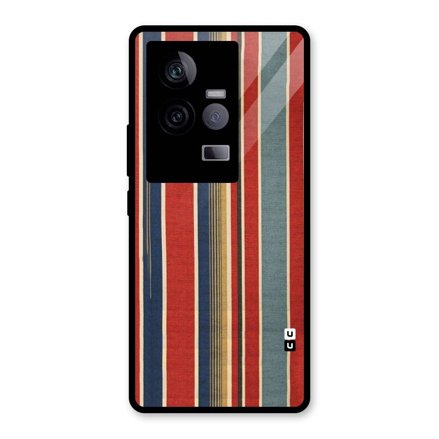 Vintage Disort Stripes Glass Back Case for Vivo iQOO 11 5G