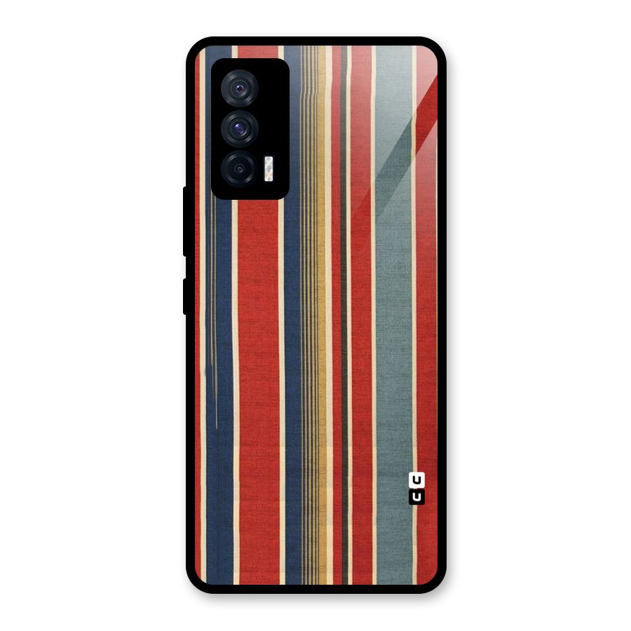 Vintage Disort Stripes Glass Back Case for Vivo iQOO 7 5G