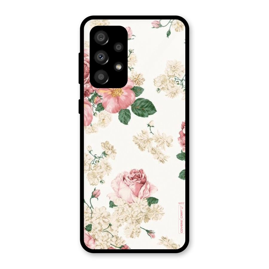 Vintage Floral Pattern Glass Back Case for Galaxy A32