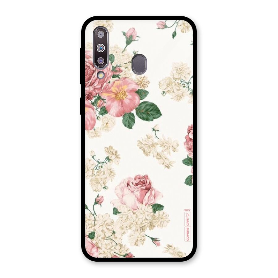 Vintage Floral Pattern Glass Back Case for Galaxy M30