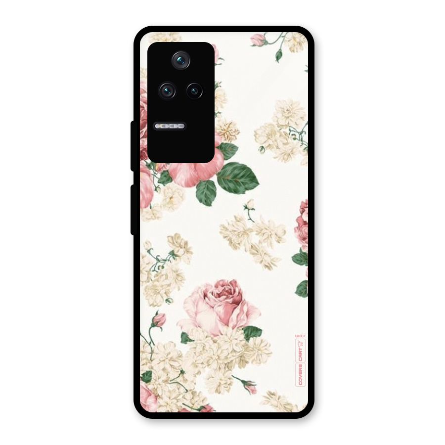 Vintage Floral Pattern Glass Back Case for Poco F4 5G