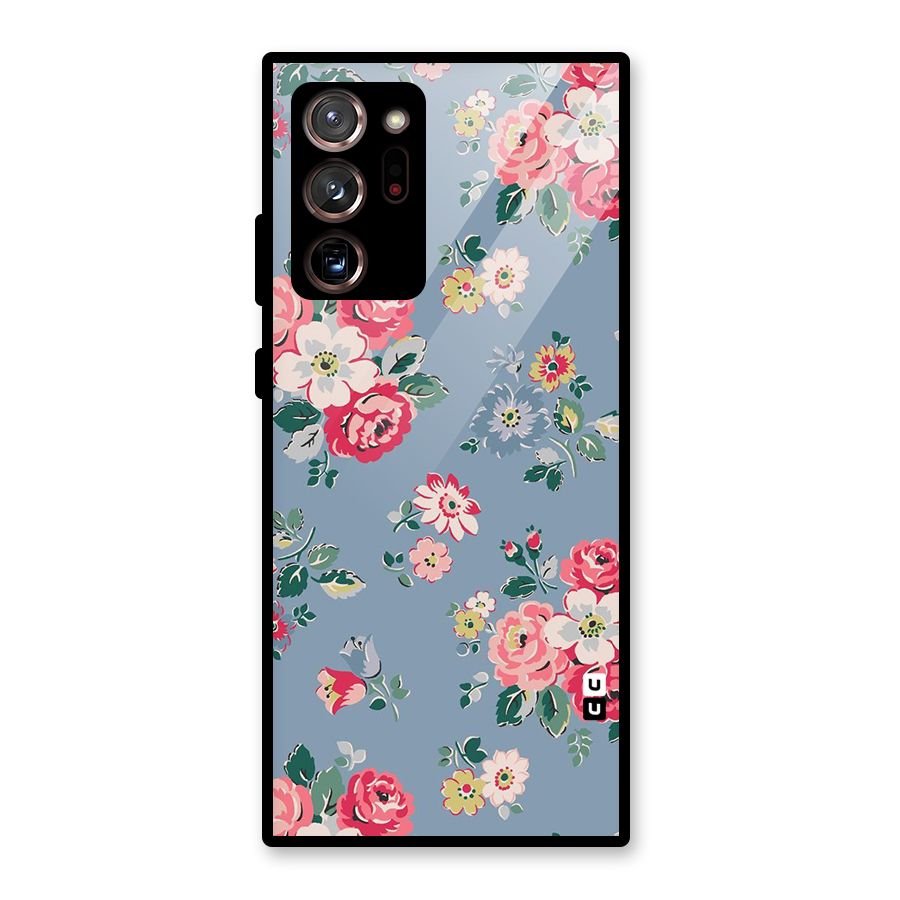 Vintage Flower Pattern Glass Back Case for Galaxy Note 20 Ultra 5G