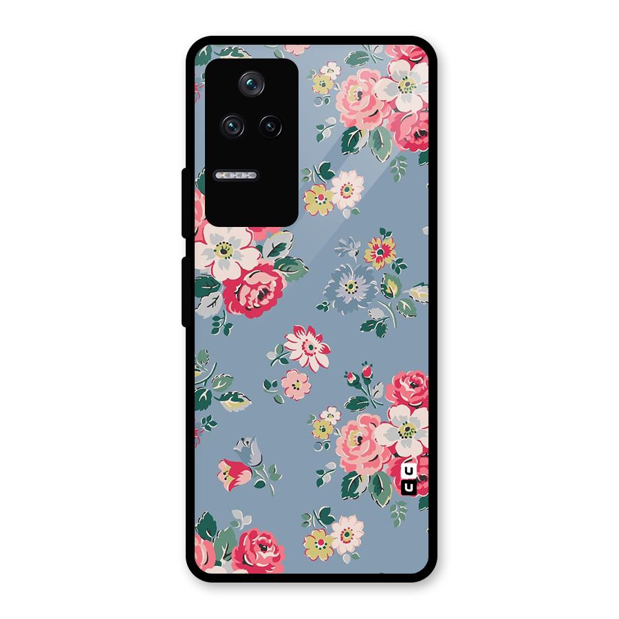 Vintage Flower Pattern Glass Back Case for Poco F4 5G