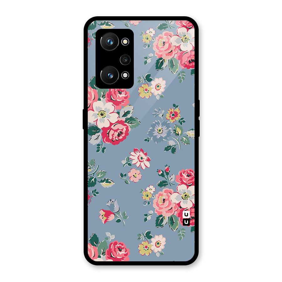 Vintage Flower Pattern Glass Back Case for Realme GT Neo 3T