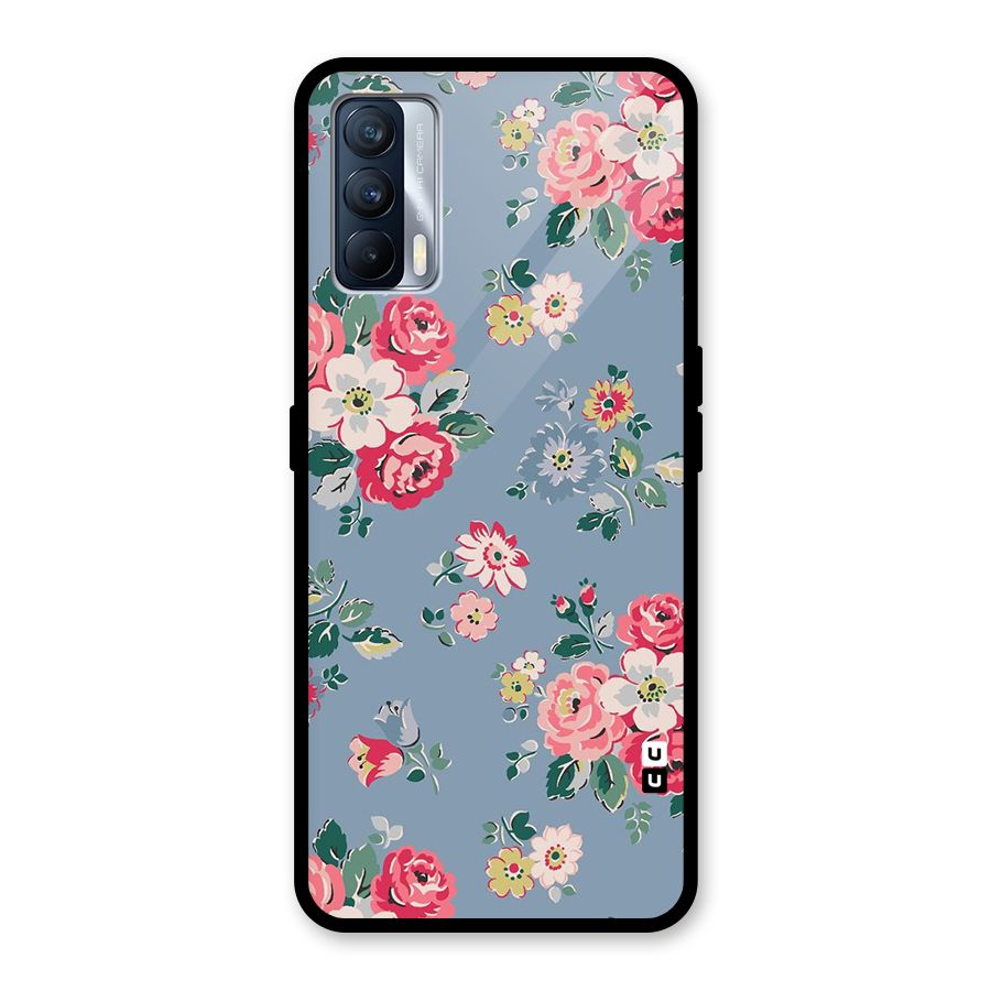 Vintage Flower Pattern Glass Back Case for Realme X7