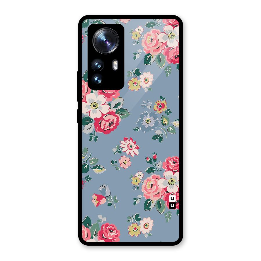 Vintage Flower Pattern Glass Back Case for Xiaomi 12 Pro