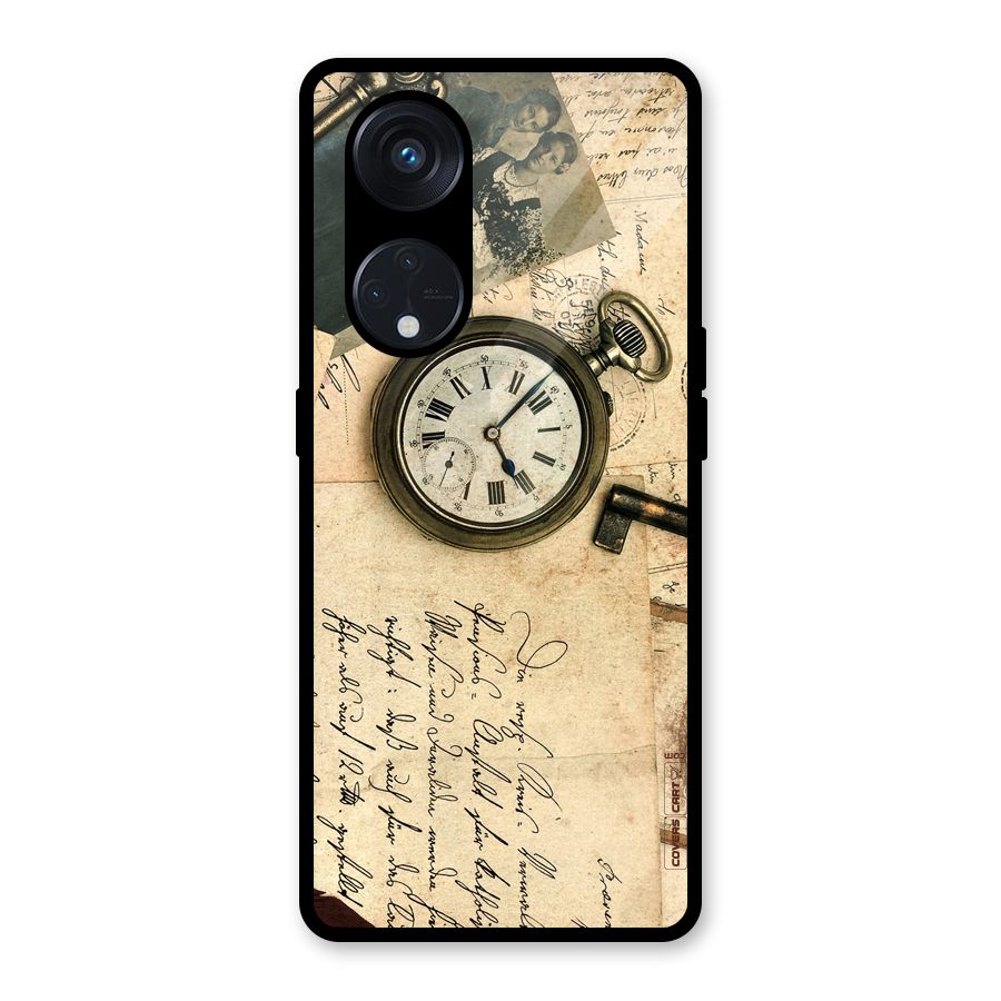 Vintage Key And Compass Glass Back Case for Reno8 T 5G