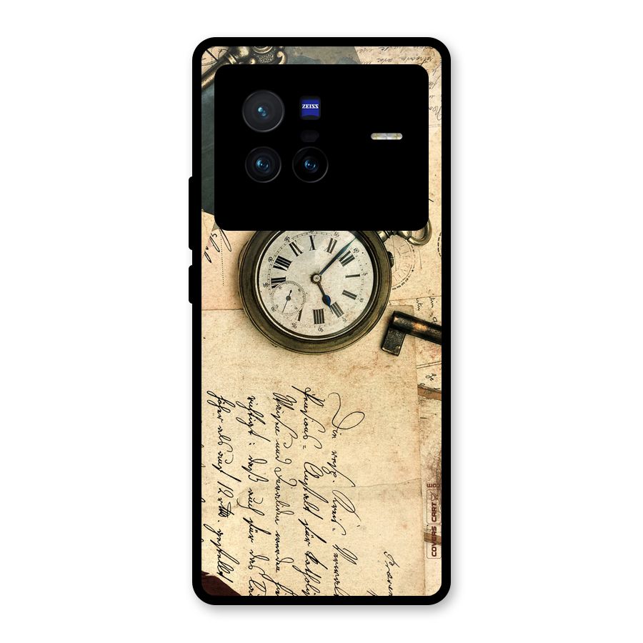 Vintage Key And Compass Glass Back Case for Vivo X80