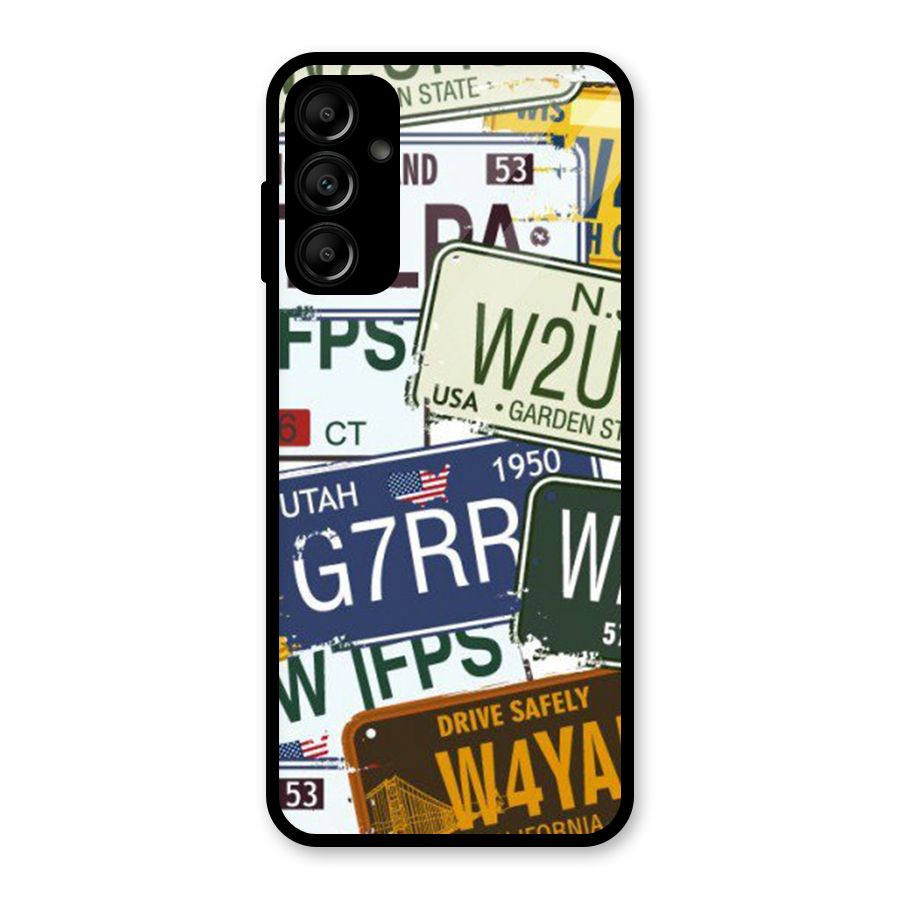 Vintage License Plates Glass Back Case for Galaxy A14 5G
