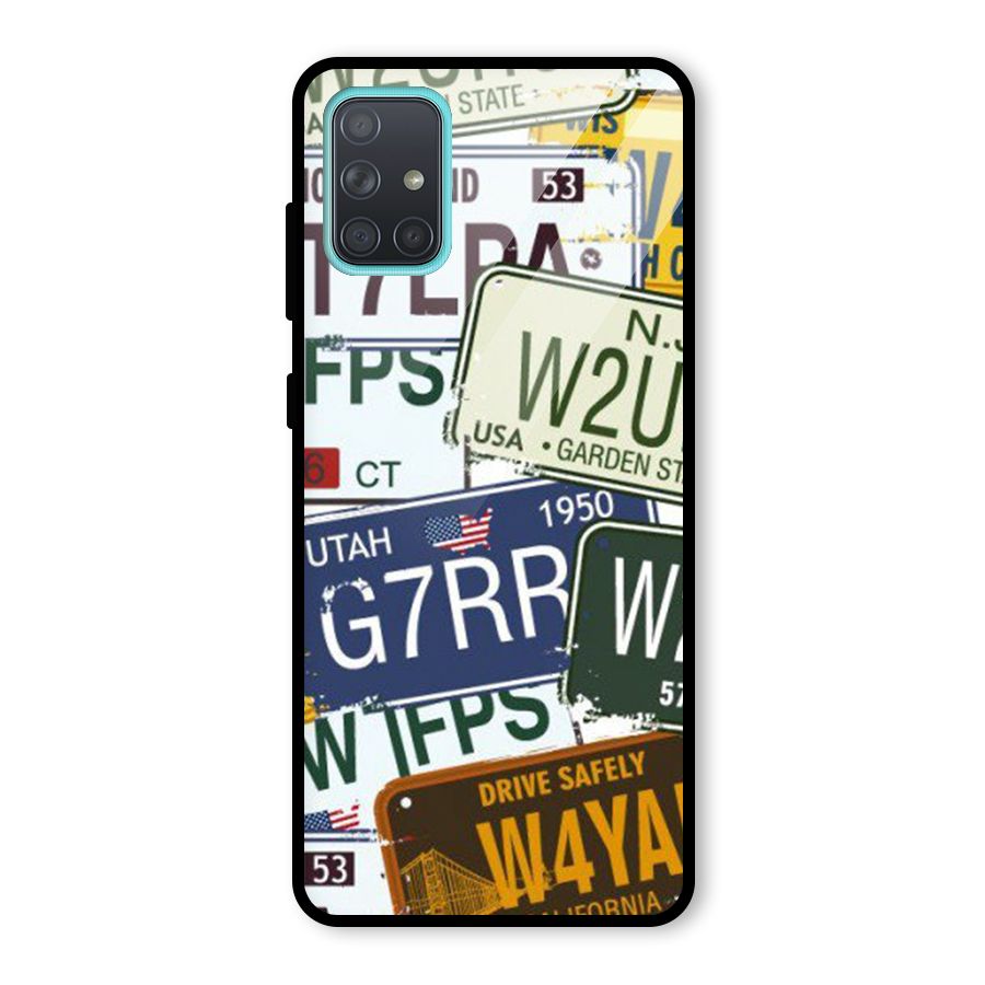 Vintage License Plates Glass Back Case for Galaxy A71