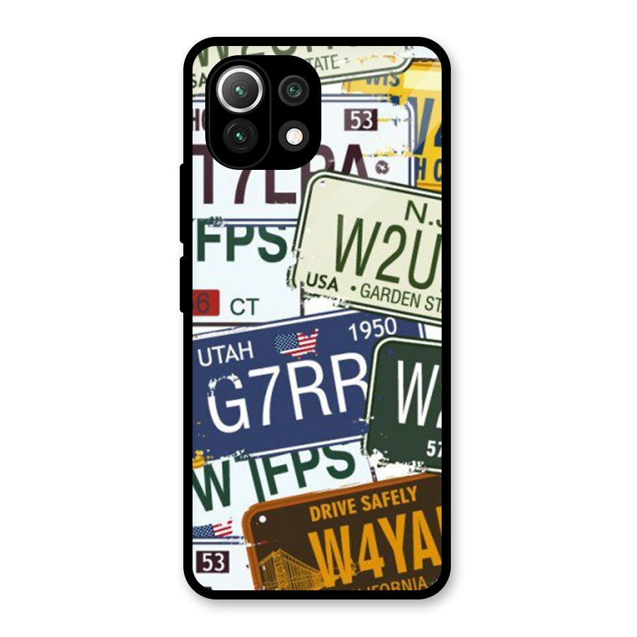 Vintage License Plates Glass Back Case for Mi 11 Lite NE 5G