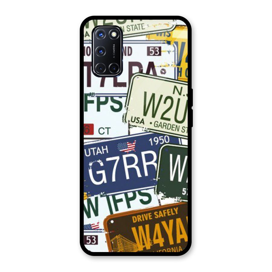 Vintage License Plates Glass Back Case for Oppo A52