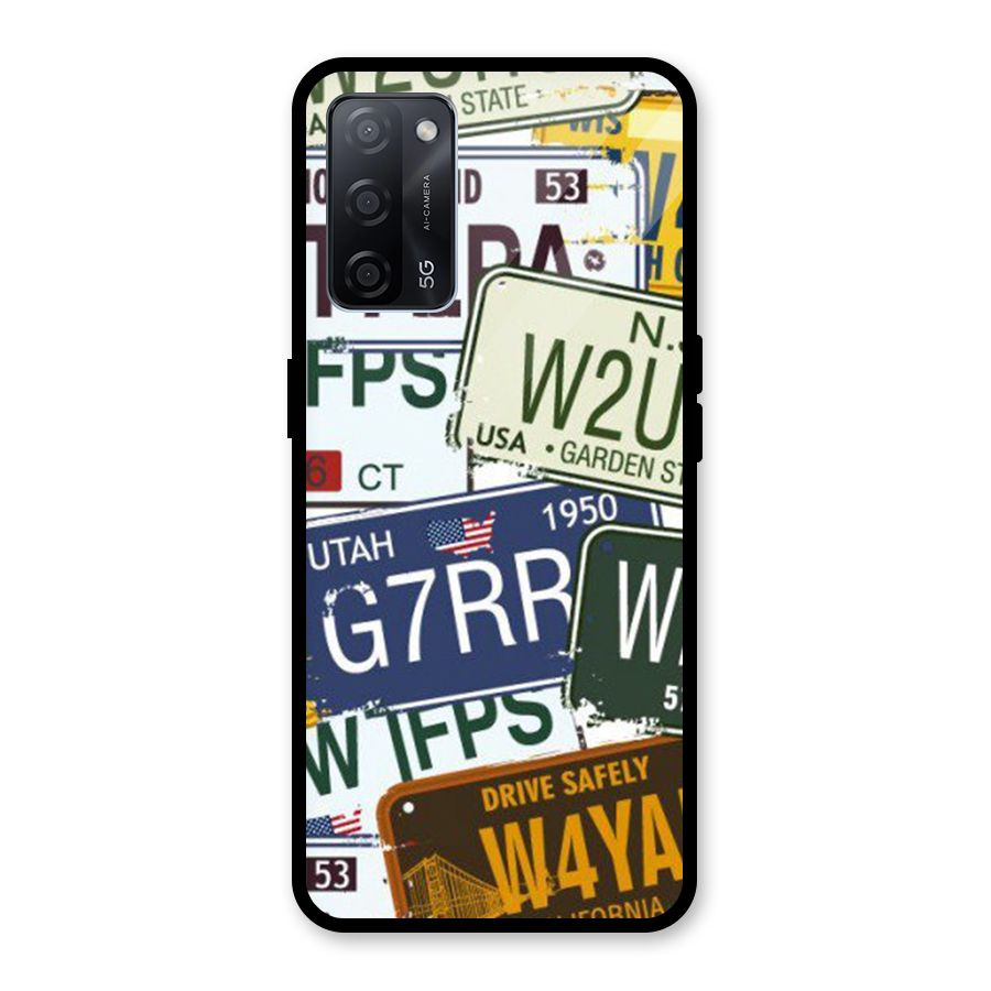 Vintage License Plates Glass Back Case for Oppo A53s 5G