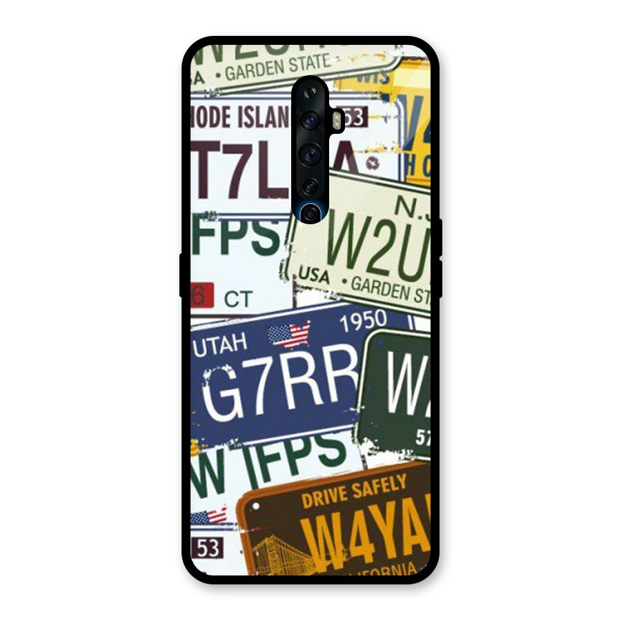 Vintage License Plates Glass Back Case for Oppo Reno2 F