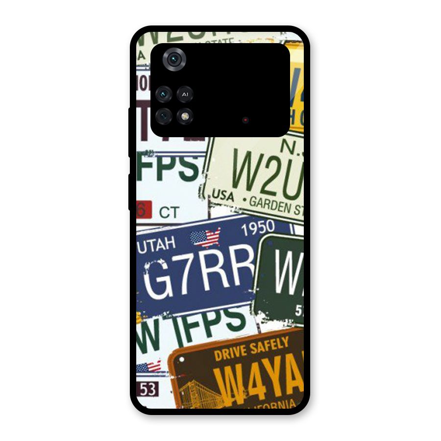 Vintage License Plates Glass Back Case for Poco M4 Pro 4G