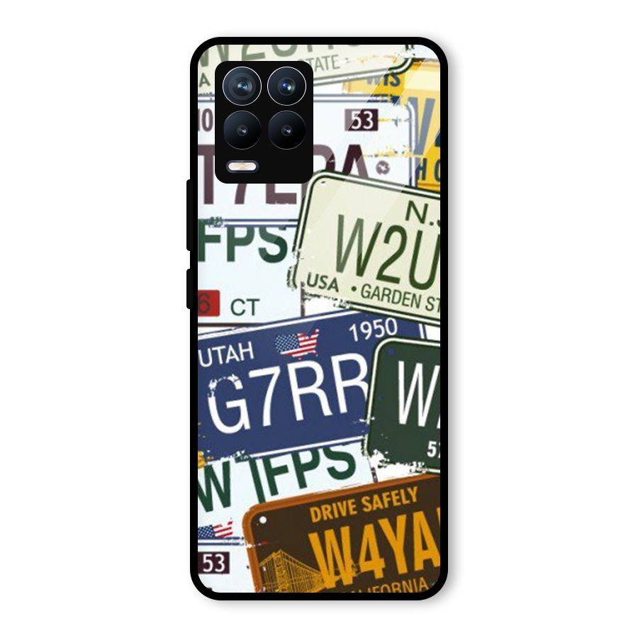 Vintage License Plates Glass Back Case for Realme 8 Pro