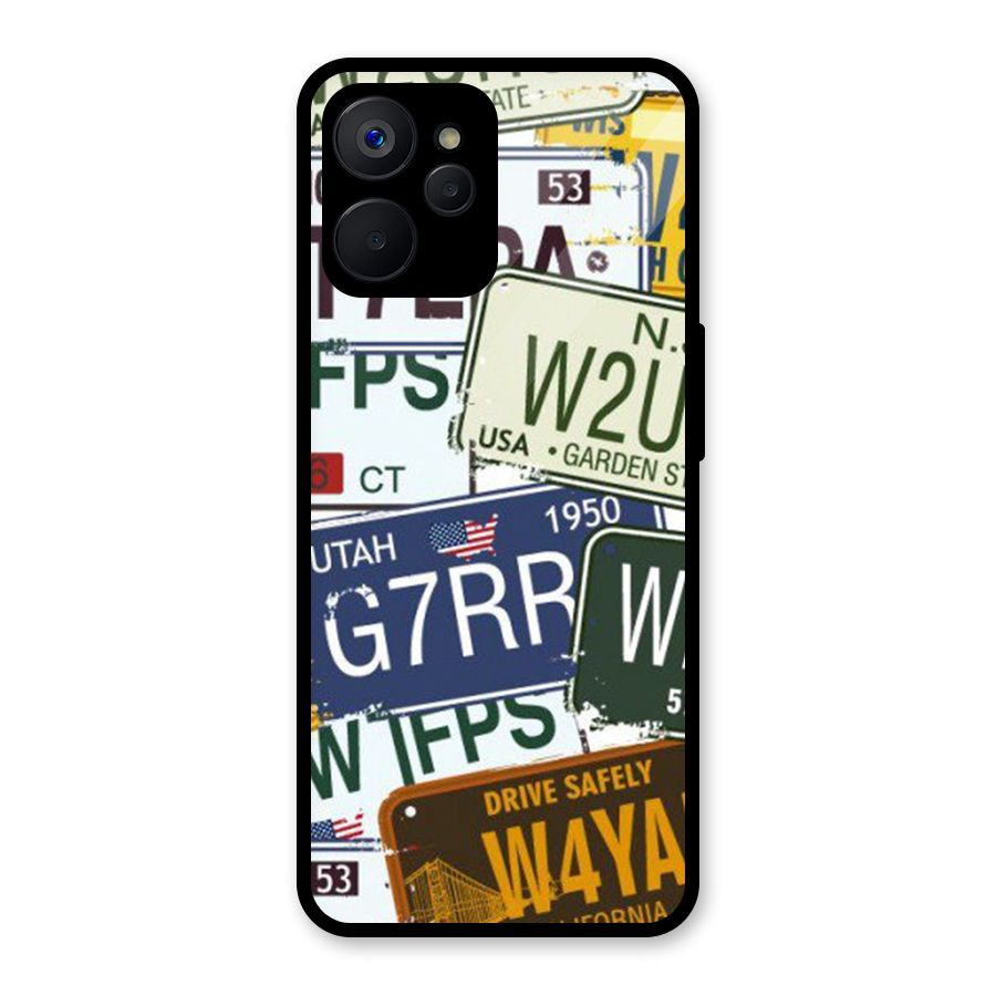 Vintage License Plates Glass Back Case for Realme 9i 5G